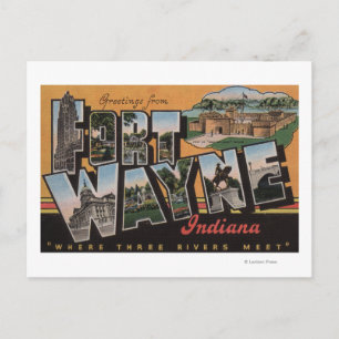 Carte Postale Ft. Wayne, Indiana - Scènes de grandes lettres