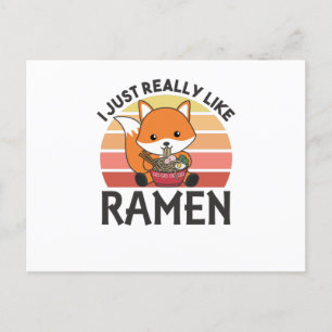 Carte Postale Fuchs J'aime vraiment les ramen sucrés et mignons