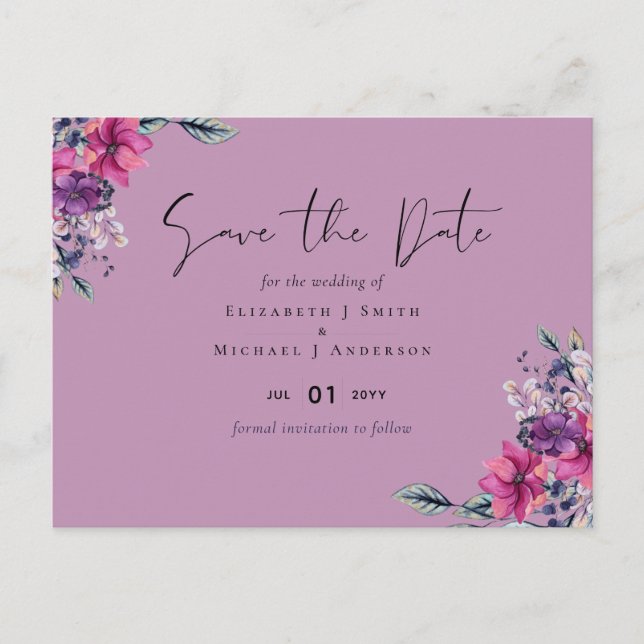 Carte Postale Fuchsia Dreams coordonne Sage and Deep Pink (Devant)