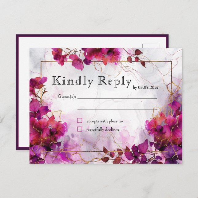 Carte Postale Fuchsia Enchantement : Aquarelle (Devant / Derrière)