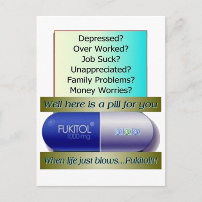 Carte Postale Fukitol, le travail craint, trop travaillé, pas de (Devant)