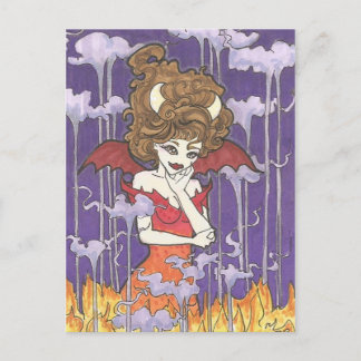 Carte Postale Fumée Feu Imaginaire nymphe Pin Up démon Art Impri