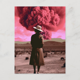 Carte Postale Fumée rose dystopie vintage