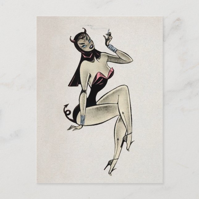 Carte Postale Fumer la fille diabolique (Devant)