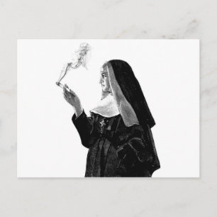 Carte Postale Fumer la nonne coquine