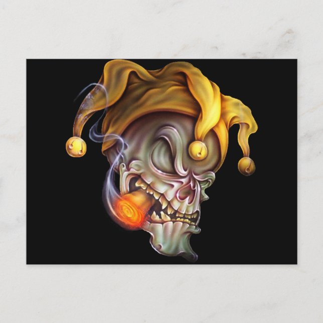 Carte Postale Fumer le crâne Jester (Devant)