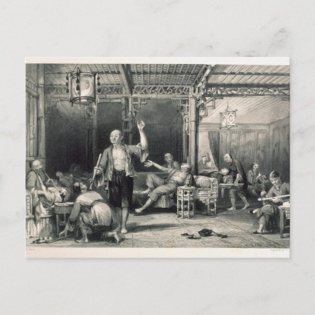 Carte Postale Fumeurs chinois d'opium, de 'Chine dans une série (Devant)