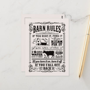 Carte Postale Fun Barne règles ajouter le message invité