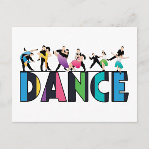 Carte Postale Fun & Colorful Striped Dancers Dance