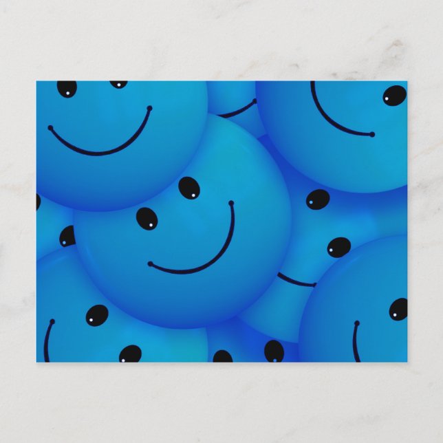 Carte Postale Fun Cool Happy Blue Faces (Devant)