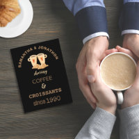 Fun Couple Dit Café Croissants Noms Date Pos