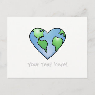 Carte Postale Fun Earth Heart ombragé style de dessin