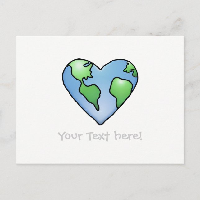 Carte Postale Fun Earth Heart ombragé style de dessin (Devant)