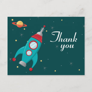 Carte Postale Fun extra-spatiale roquette anniversaire merci car