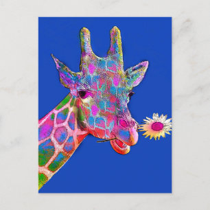 Carte Postale Fun Giraffe Tournesol Couleurs