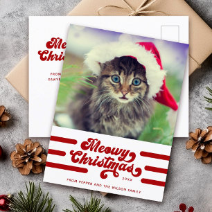 Carte Postale Fun Moderne Meowy Typographie de Noël Photo