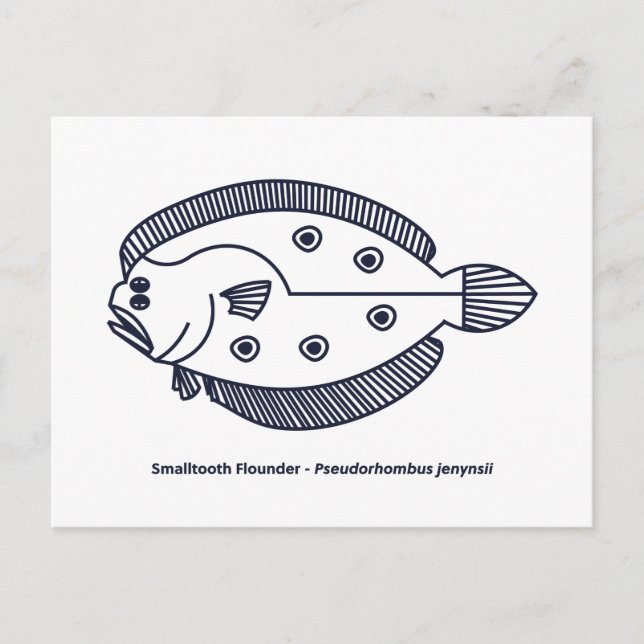 Carte Postale Fun poisson de fond en bleu profond et blanc (Devant)