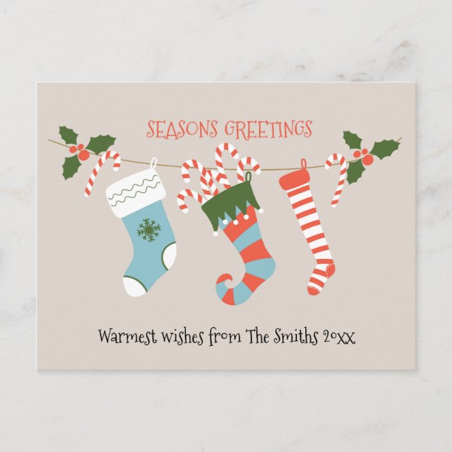 Carte Postale Fun Red Script Green Bas Sucre de canne Floral (Devant)