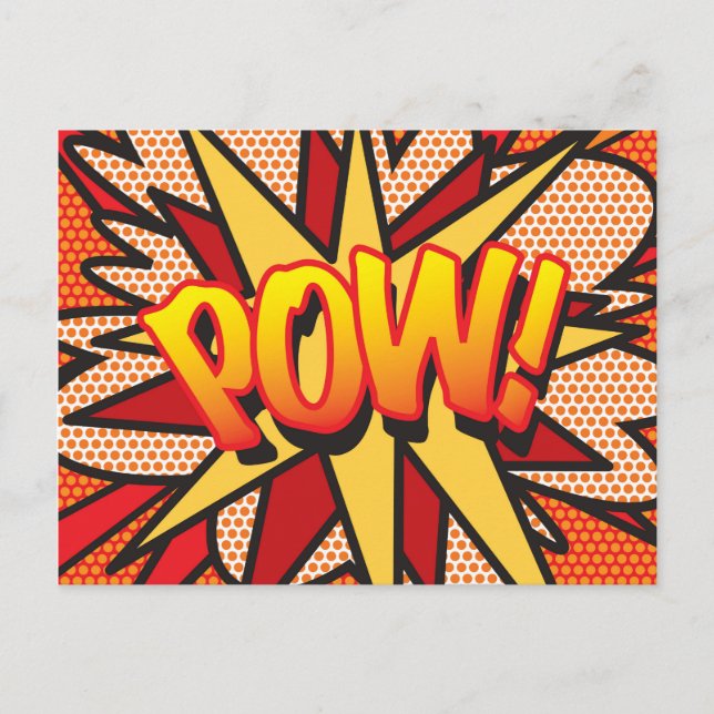 Carte Postale Fun Retro Comic Book Pop Art POW (Devant)