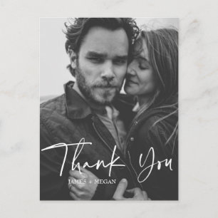 Carte Postale Fun Script Calligraphie Photo Mariage Merci