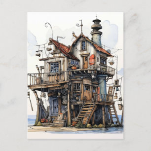 Carte Postale Fun Seaside Shopping Art