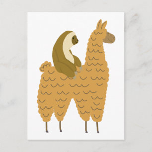Carte Postale Fun Sloth Riding a Llama