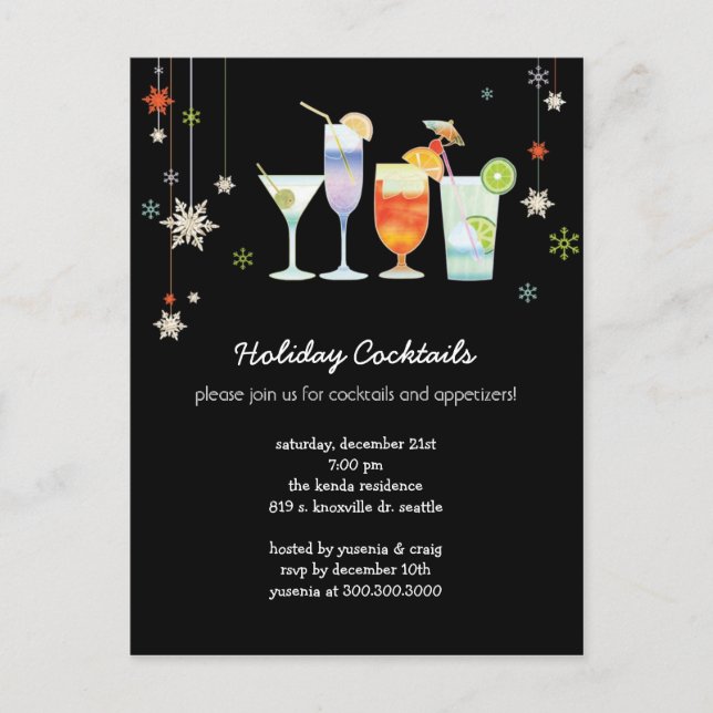 Carte Postale Fun Toast d'hiver Fun Cocktail férié (Devant)