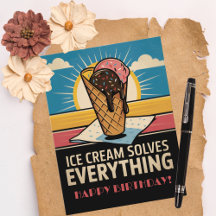 Fun Vintage Retro Ice Cream Cone, Anniversaire