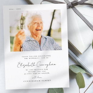 Carte Postale Funérailles Mémorial Élégant Simple Moderne Photo 