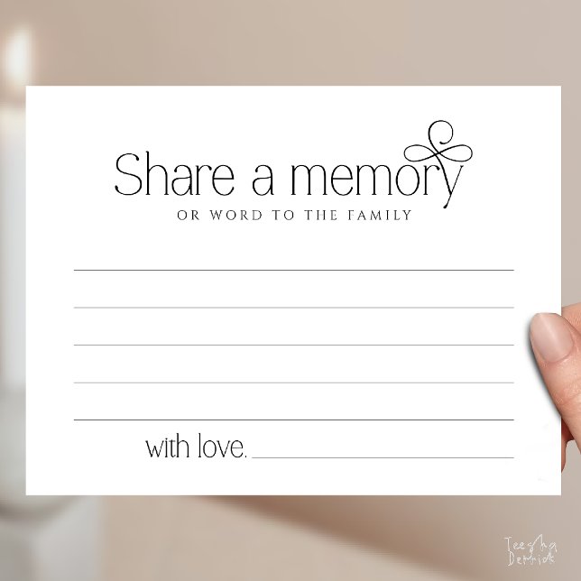 Carte Postale Funeral Service Share a memory Fairy Sympathy Card (Funeral Service Share a memory Fairy love Sympathy Card or word to the family in Black and White)