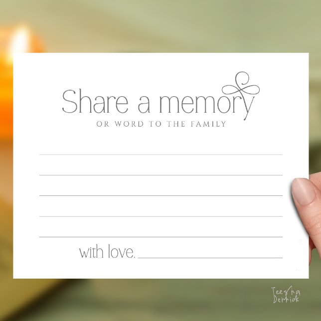 Carte Postale Funeral Service Share a memory Fairy Sympathy Card (Funeral Service Share a memory Fairy love Sympathy Card or word to the family in Dark Grey)
