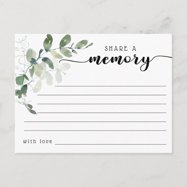 Carte Postale Funeral Share a Memory Condolences Card (Devant)