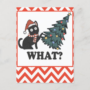 Carte Postale Funky Black Cat Christmas Tree