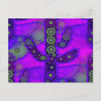 Carte Postale Funky Bleu Violet Saguaro Cactus Mosaic