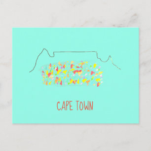 Carte Postale Funky Cape Town ZA Table Mountain Coloré