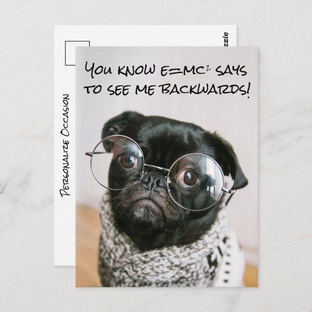 Carte Postale Funky Chinois Carlin Chien Chien Chien Théorie Aig (Devant / Derrière)