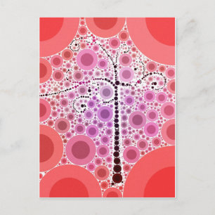 Carte Postale Funky Coloré Défilement Arbre Cercles Bulles Pop A