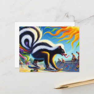 Carte Postale Funky Colorful Skateboard longue langue