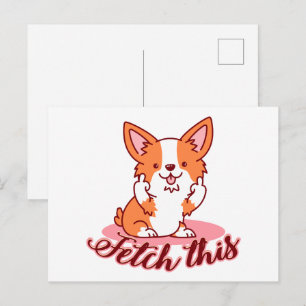 Carte Postale Funky Corgi Chien moyen Dog Extraire ceci