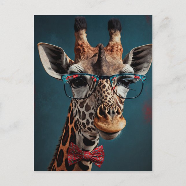 Carte Postale Funky Giraffe Hipster Funky Portraits d'animaux (Devant)