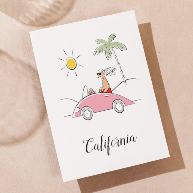 Carte Postale Funky Humoristique California Lady and Fancy Car (Créateur téléchargé)