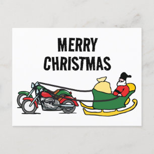 Carte Postale Funky Motorcycles Pulling Sleigh Noël