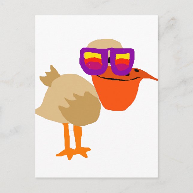 Carte Postale Funky Pelican Portant des lunettes de soleil Art (Devant)
