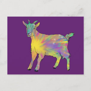 Carte Postale Funky Starburst Chèvre Colorée Mignonne Animal Art