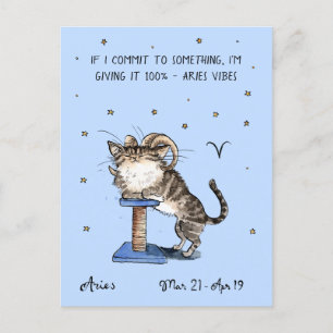 Carte postale Funny Aries Zodiac Chat Carte postal