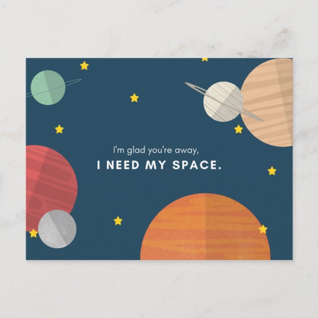 Carte Postale Funny Blue Illustrated Planètes (Devant)