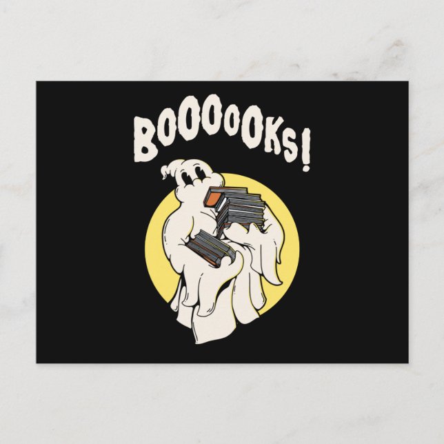 Carte Postale Funny Bookworm Ghost Halloween Costume Booooks (Devant)
