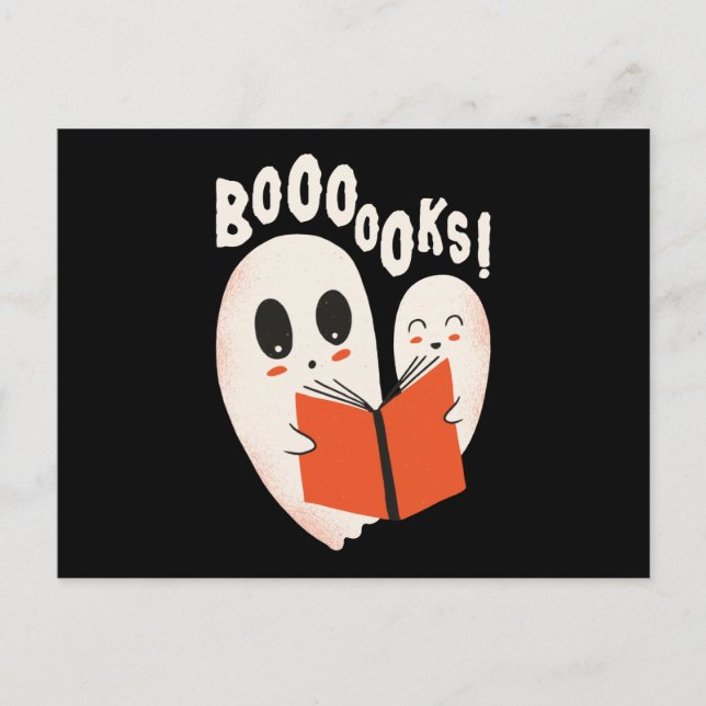 Carte Postale Funny Bookworm Ghost Halloween Costume Booooks (Devant)