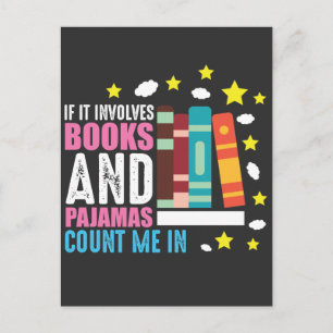 Carte Postale Funny Bookworm Pyjama et l'auteur du livre