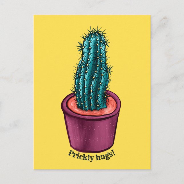 Carte Postale Funny Cactus Psychedelic Poted Plante Succulent (Devant)